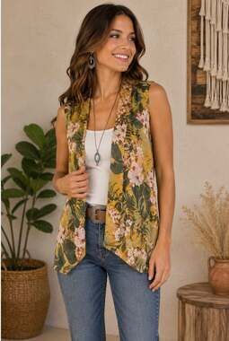 NWT Floral Printed Women's L.I.B Duster Open Front Bohemian Kimono